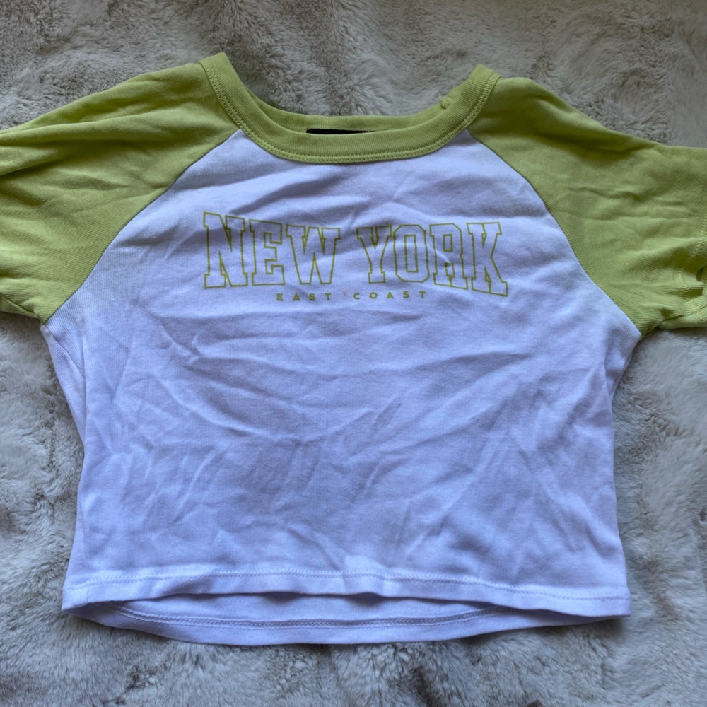 Cropped white and green top
